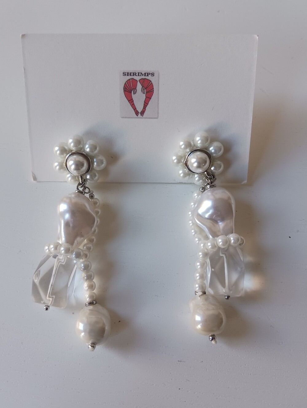 Shrimps Alloy/bead Pearl Cluster Earrings - Cream / Silver With Dust Bag And Box - Picture 2 of 10